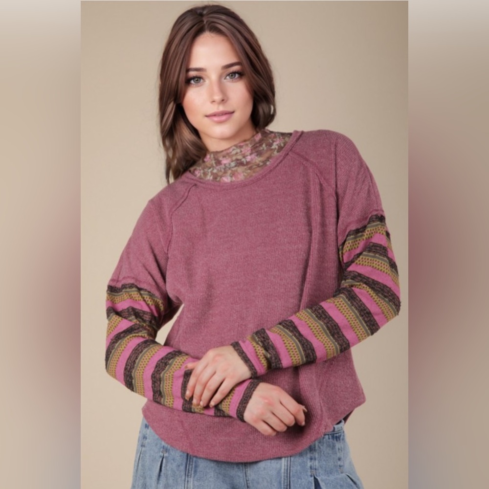 Magenta Oversized Soft Textured Knit Top